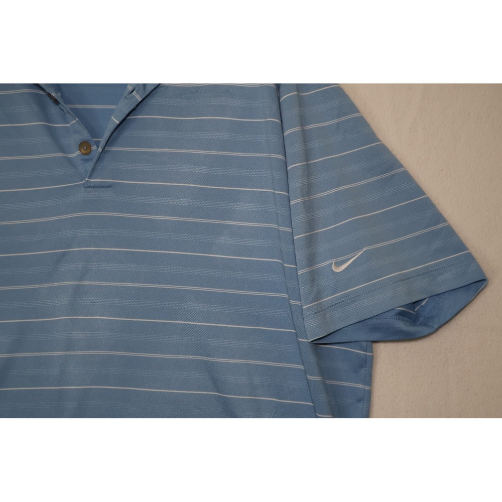 Nike Golf Mens Dri-FIT Polo Shirt Light Blue Striped Short Sleeve Size Large - Picture 3 of 4